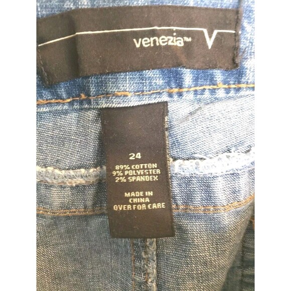 Venezia Boho Denim Skirt Women's 24 Mixed Media Western Mid Length - Picture 6 of 8